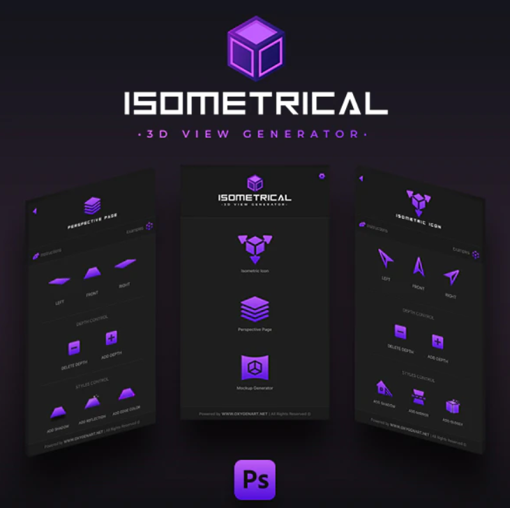 PS插件：3D视图等轴测图生成器 Isometrical - 3D View Generator（3946） -