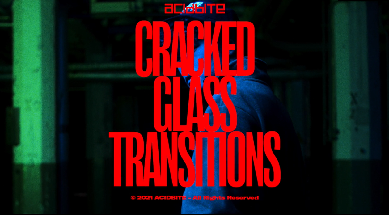 Acidbite 17个独特超高清破裂玻璃化转场电影过渡+高品质SFX CRACKED GLASS TRANSITIONS （3957） -