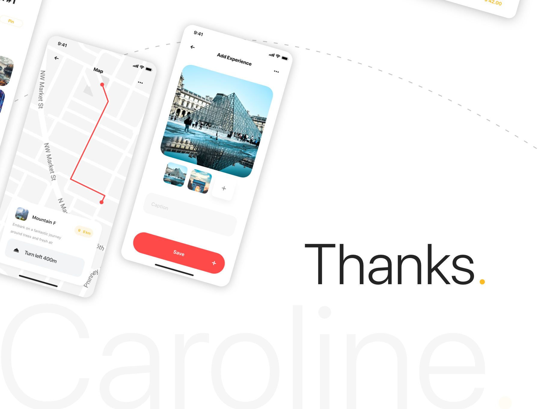 50多个屏幕的软件UI套件 Caroline-Travel App UI Kit（3328） -