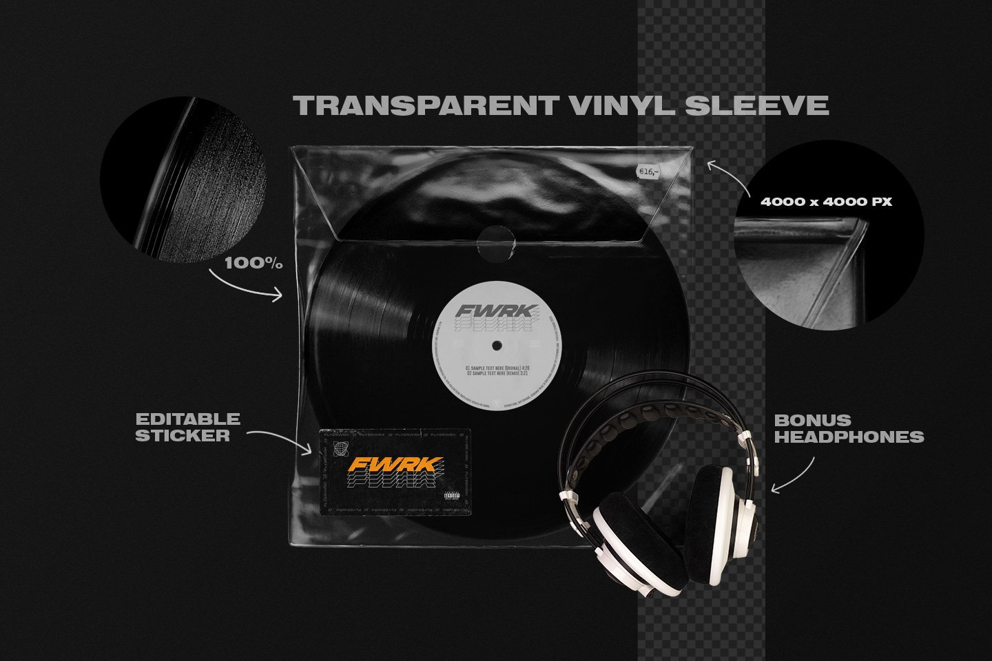 Flyerwrk 复古黑胶乙烯基唱片样机 Retro Vinyl Record Mockup（3411） -