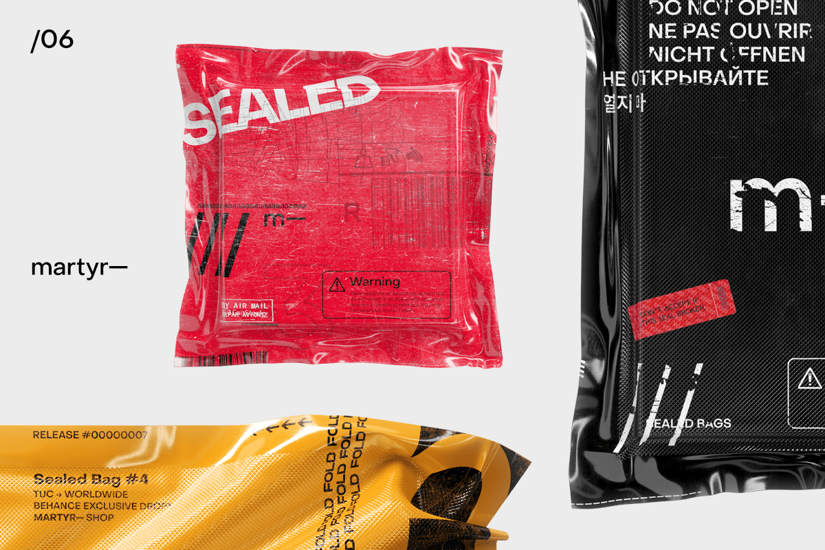 Martyr 高级艺术塑料密封袋样机包褶皱4K分辨率样机包 Sealed Bags（3442） -