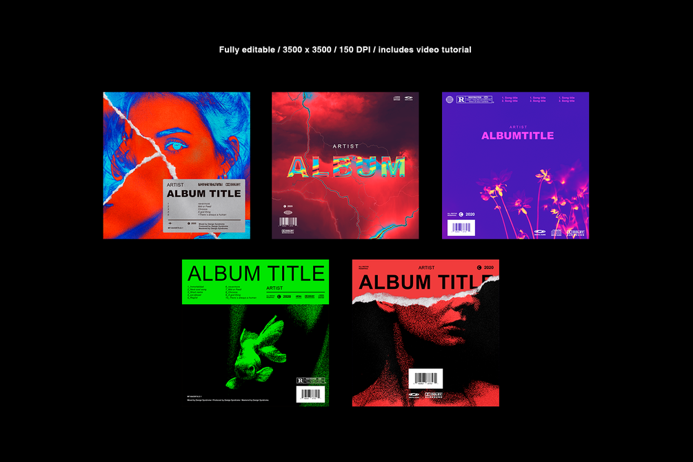 15个完全可定制艺术感的专辑封面PSD模板 Cover Art Template Pack Bundle（3514） -