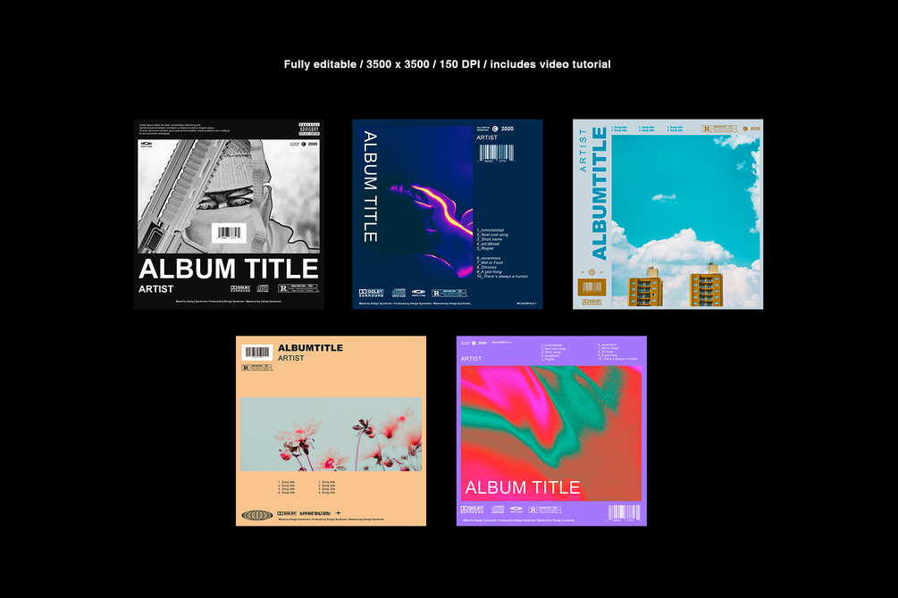 15个完全可定制艺术感的专辑封面PSD模板 Cover Art Template Pack Bundle（3514） -