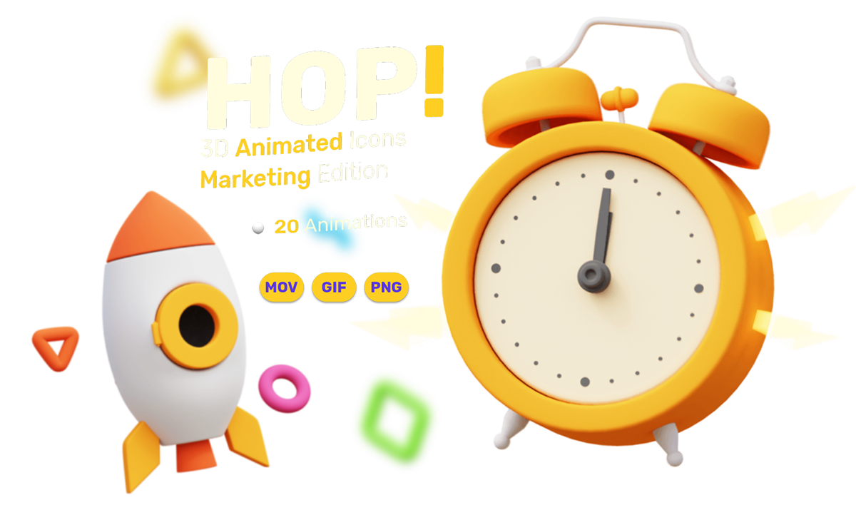 跳！20个精美生动3D网站WEB营销动画包  HOP! Marketing 3D Animated Pack（3551） -