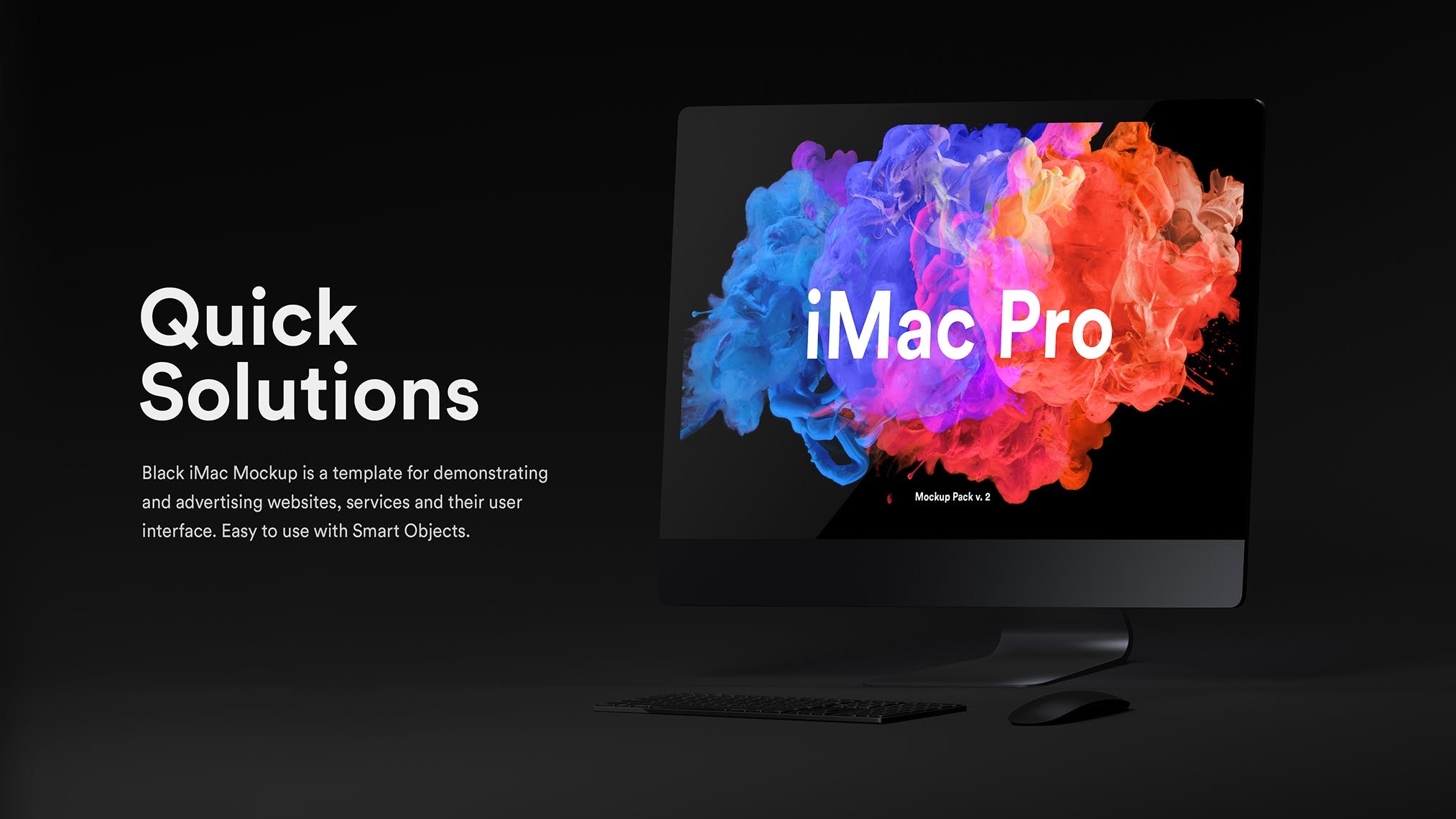 酷黑背景iMac Pro一体机电脑样机模板 Dark iMac Pro Mockup（1620） -