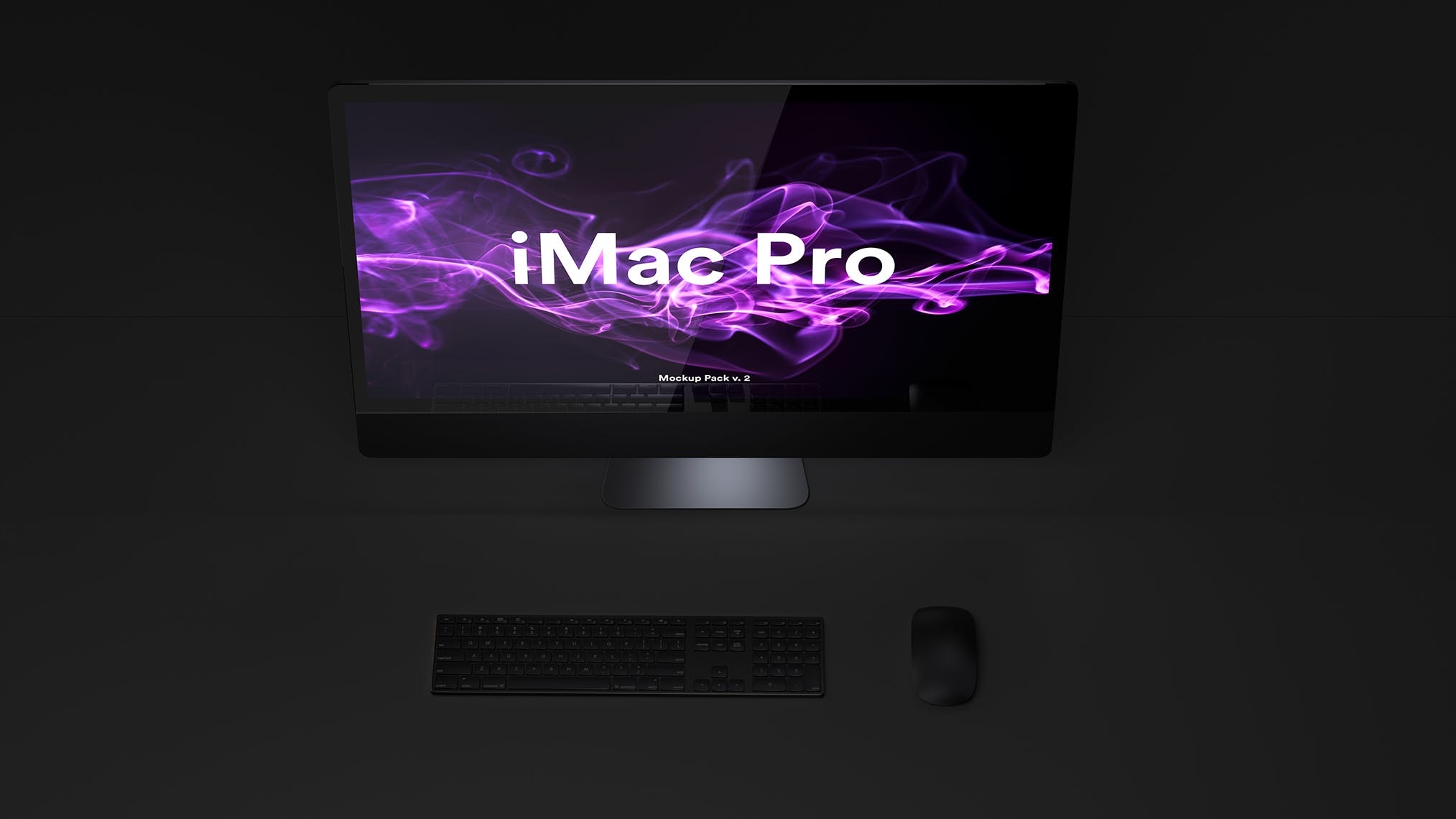 酷黑背景iMac Pro一体机电脑样机模板 Dark iMac Pro Mockup（1620） -