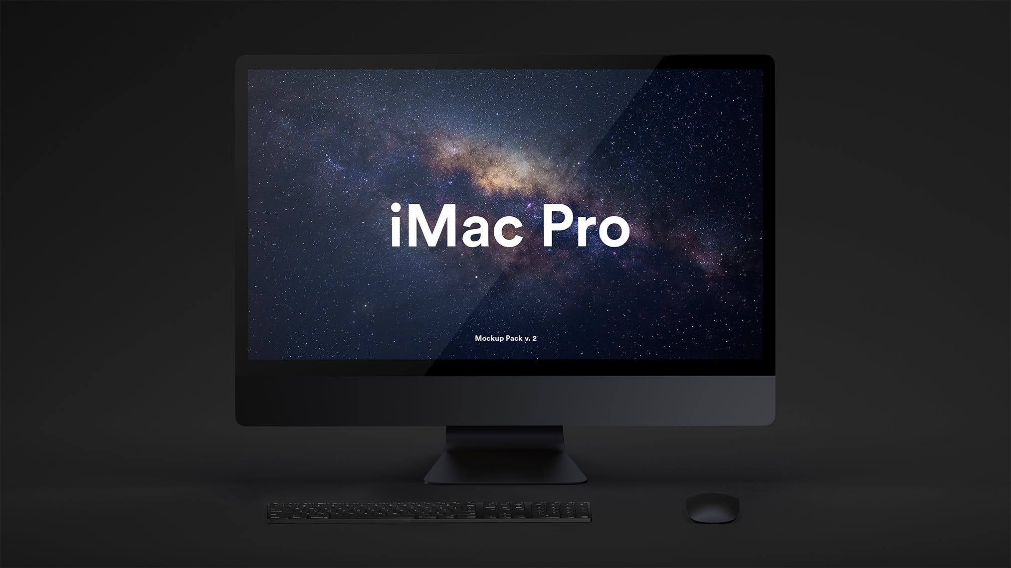 酷黑背景iMac Pro一体机电脑样机模板 Dark iMac Pro Mockup（1620） -