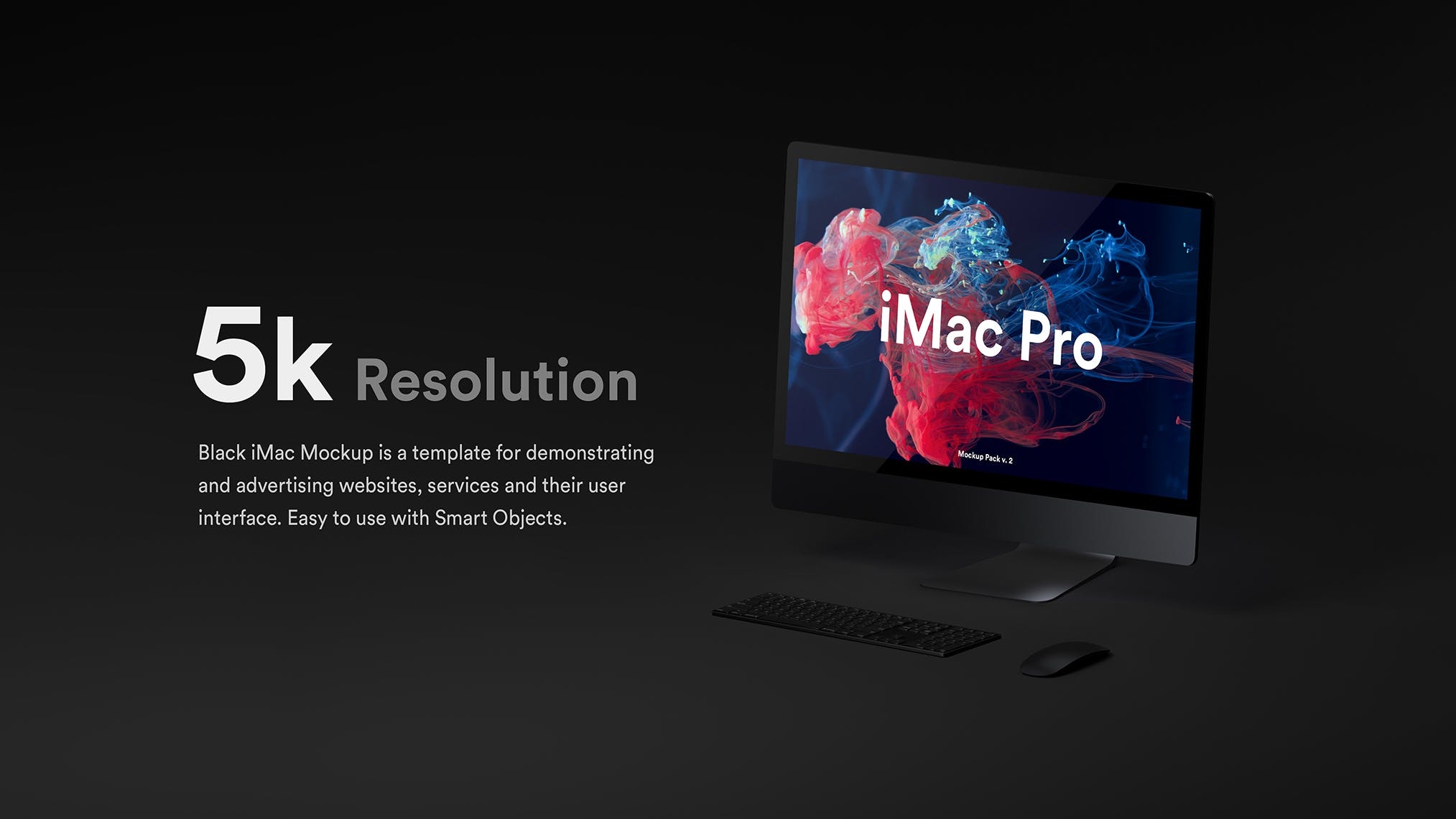 酷黑背景iMac Pro一体机电脑样机模板 Dark iMac Pro Mockup（1620） -