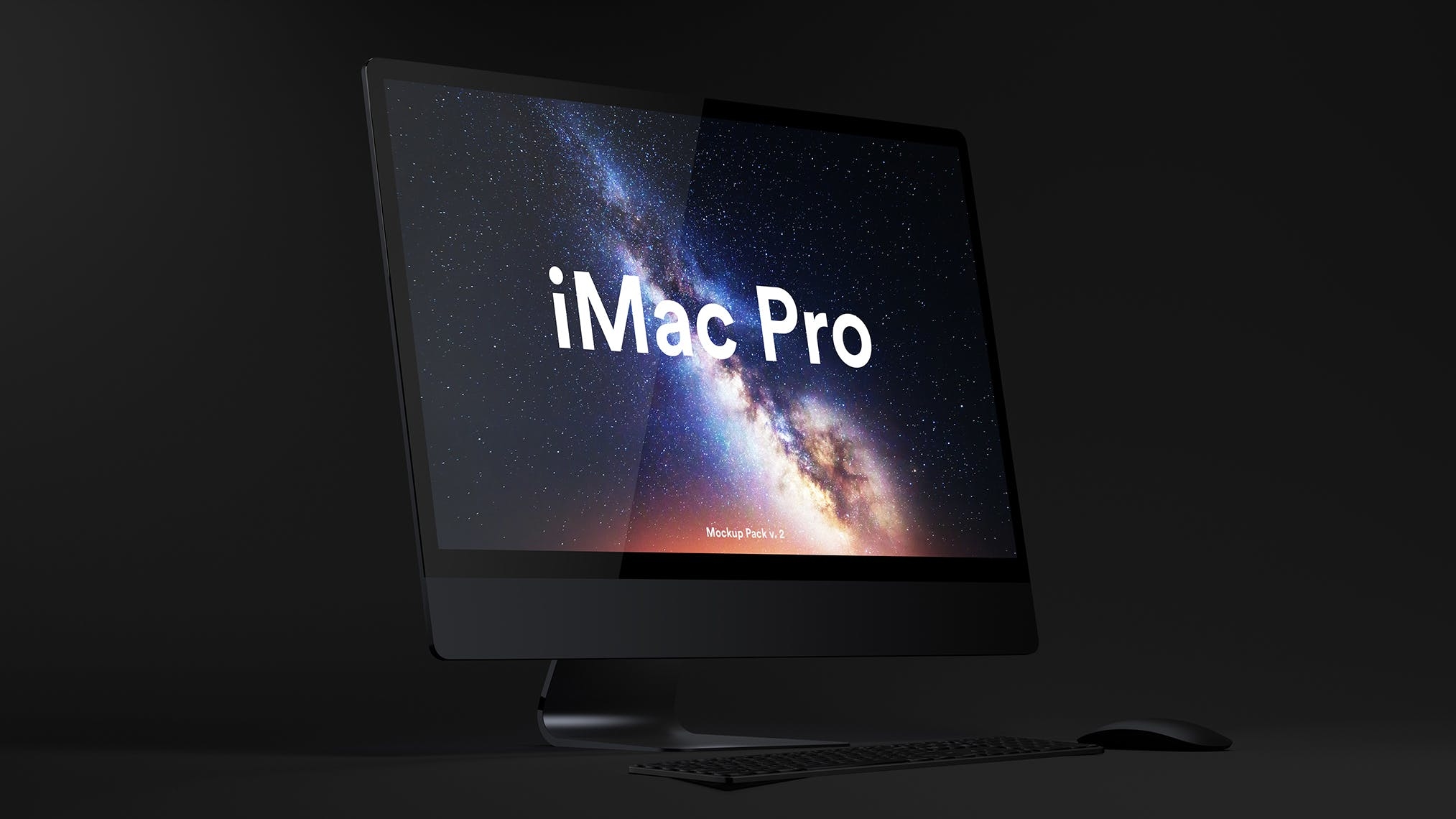 酷黑背景iMac Pro一体机电脑样机模板 Dark iMac Pro Mockup（1620） -