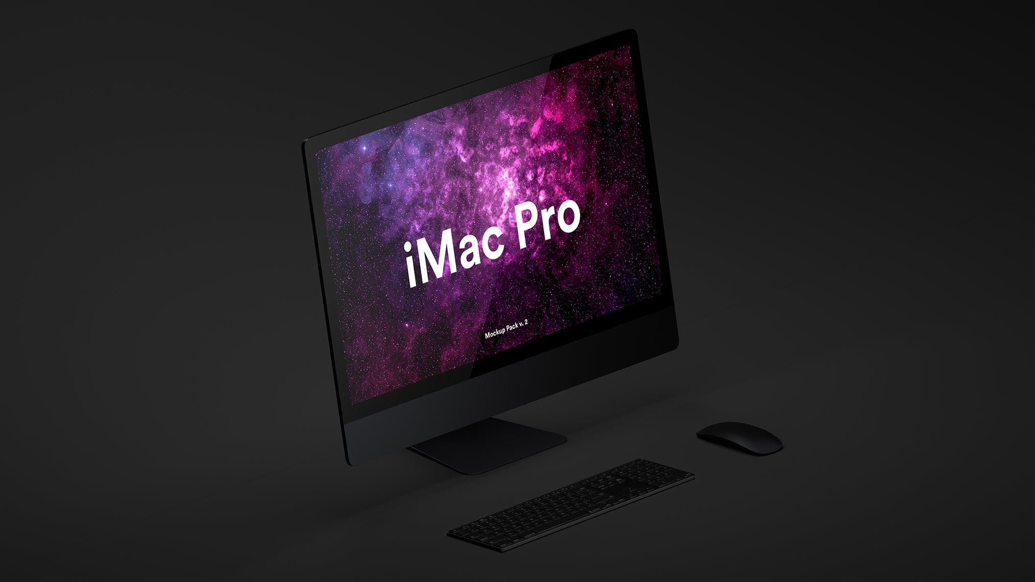 酷黑背景iMac Pro一体机电脑样机模板 Dark iMac Pro Mockup（1620） -