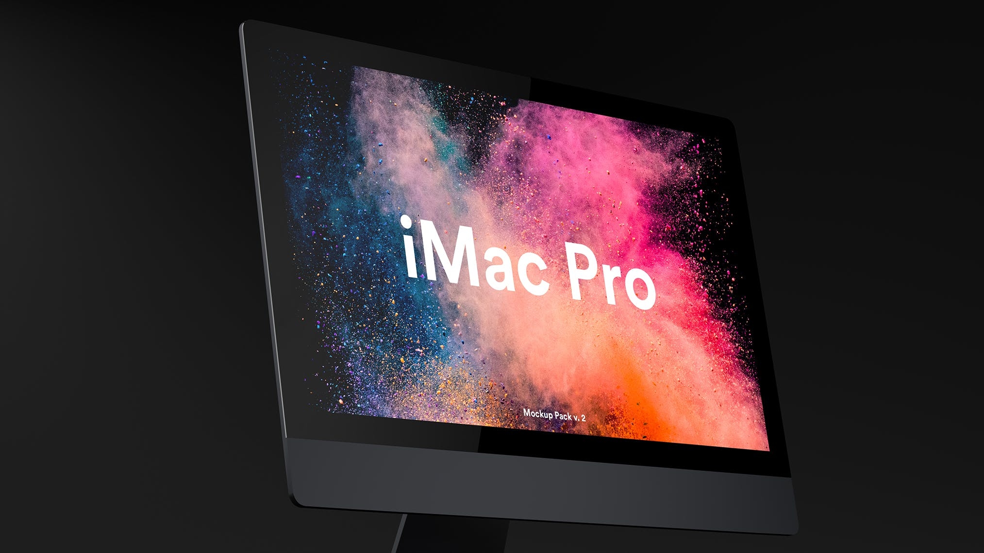 酷黑背景iMac Pro一体机电脑样机模板 Dark iMac Pro Mockup（1620） -