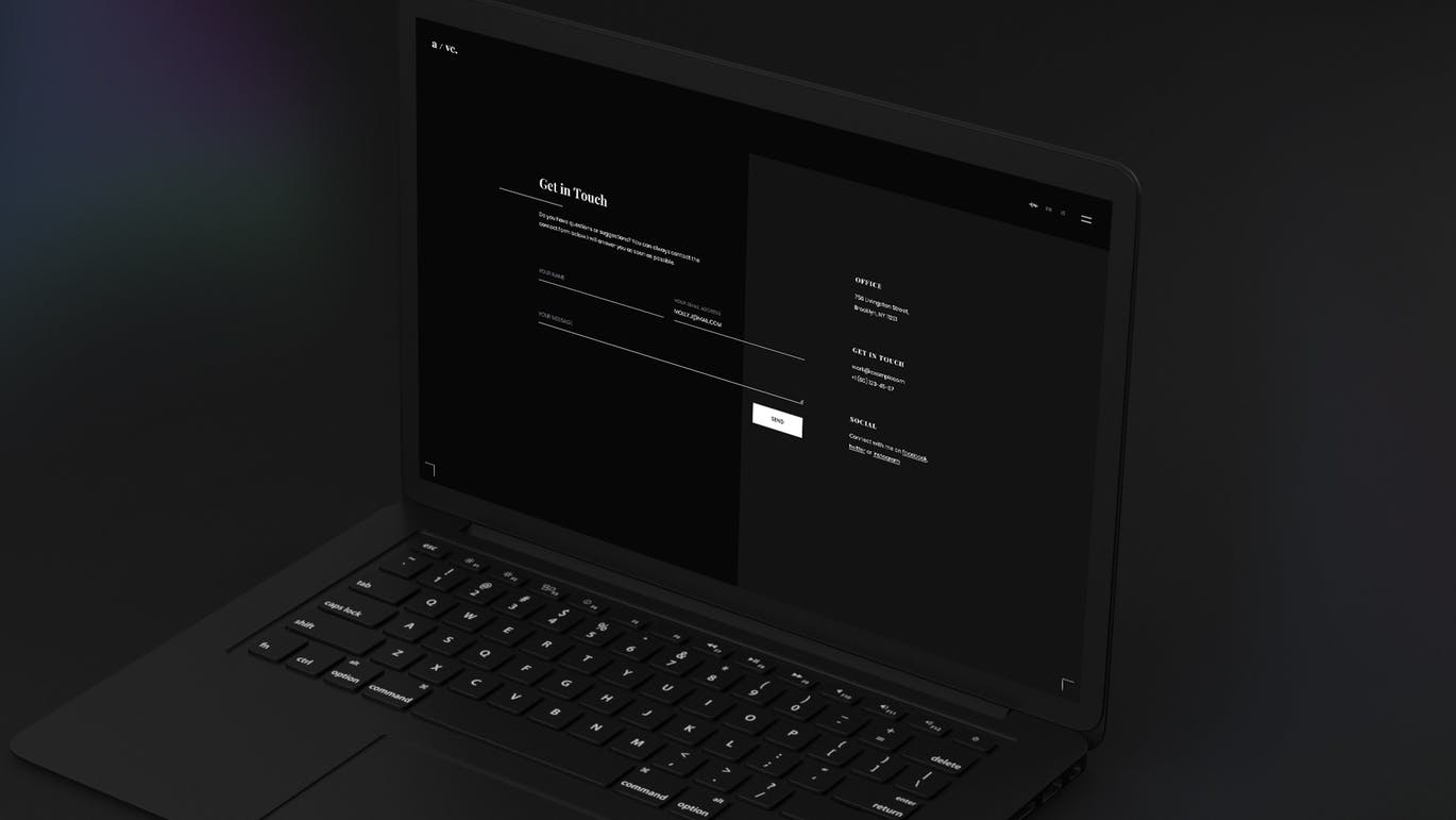 黑色超级笔记本屏幕预览样机模板 Black Laptop Mockup（1622） -