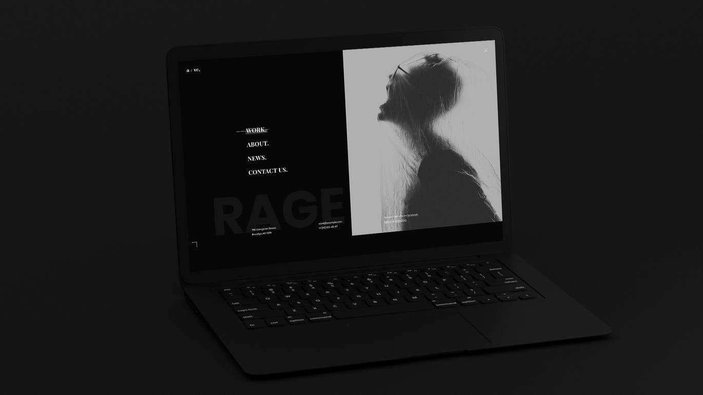 黑色超级笔记本屏幕预览样机模板 Black Laptop Mockup（1622） -