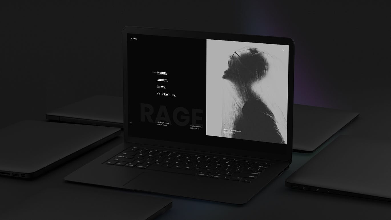 黑色超级笔记本屏幕预览样机模板 Black Laptop Mockup（1622） -