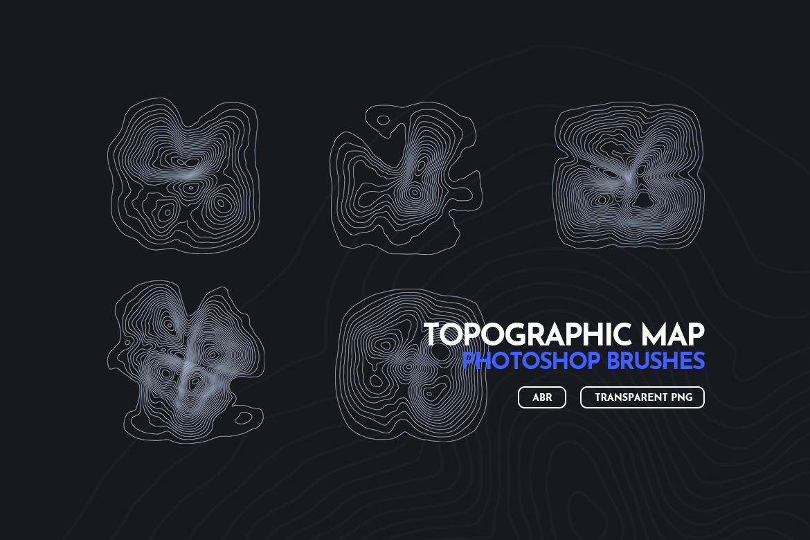 10+地形高程图Photoshop笔刷（1635） -