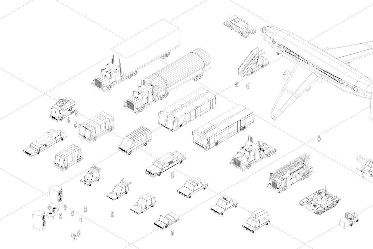 Low Poly 低多边形城市汽车车辆飞机C4D模型（1511） -