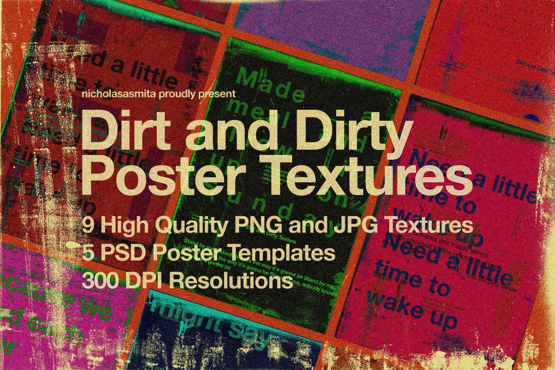 Dirt and Dirty Textures 污垢和肮脏丙烯酸树脂和墨水海报纹理 -