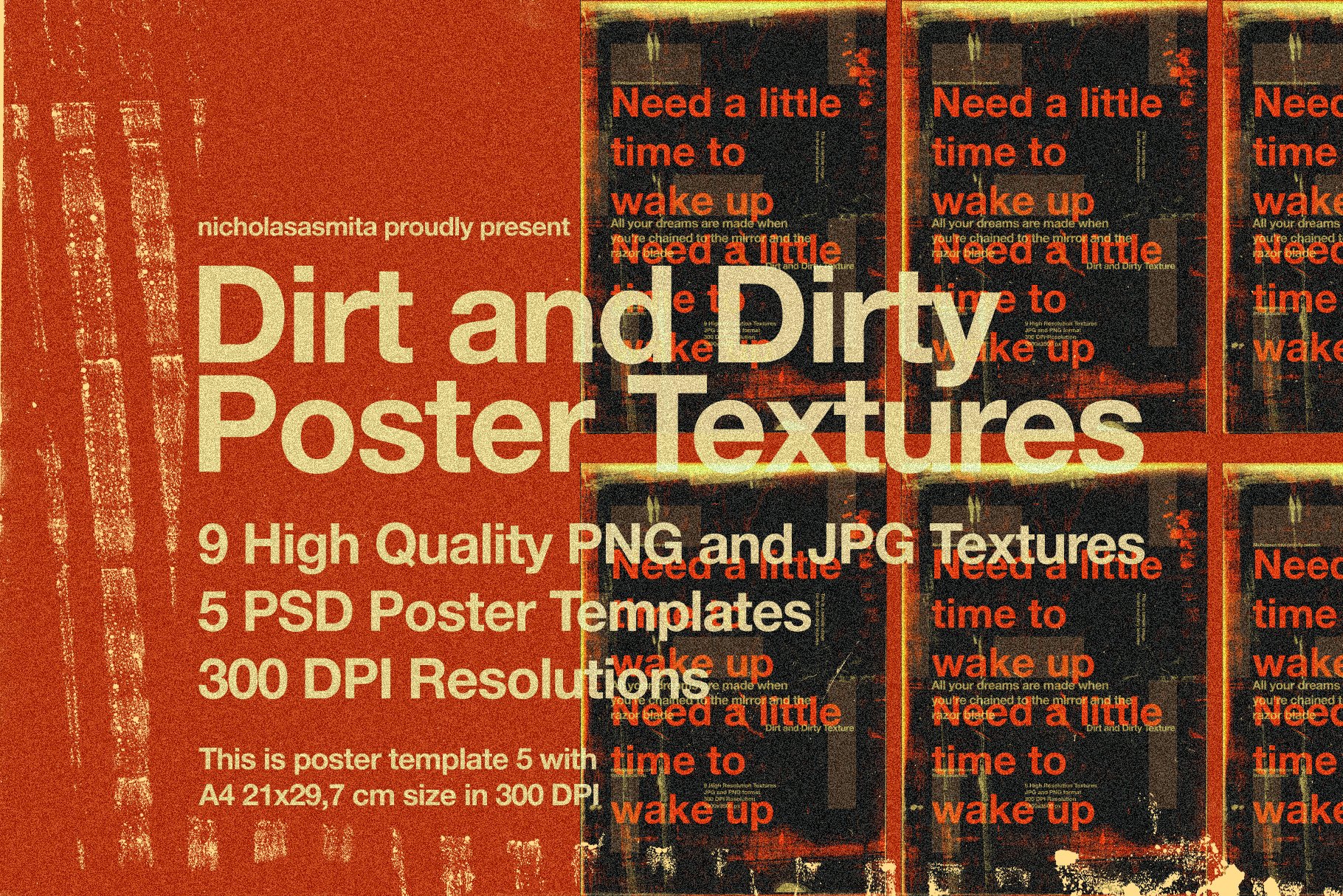 Dirt and Dirty Textures 污垢和肮脏丙烯酸树脂和墨水海报纹理 -