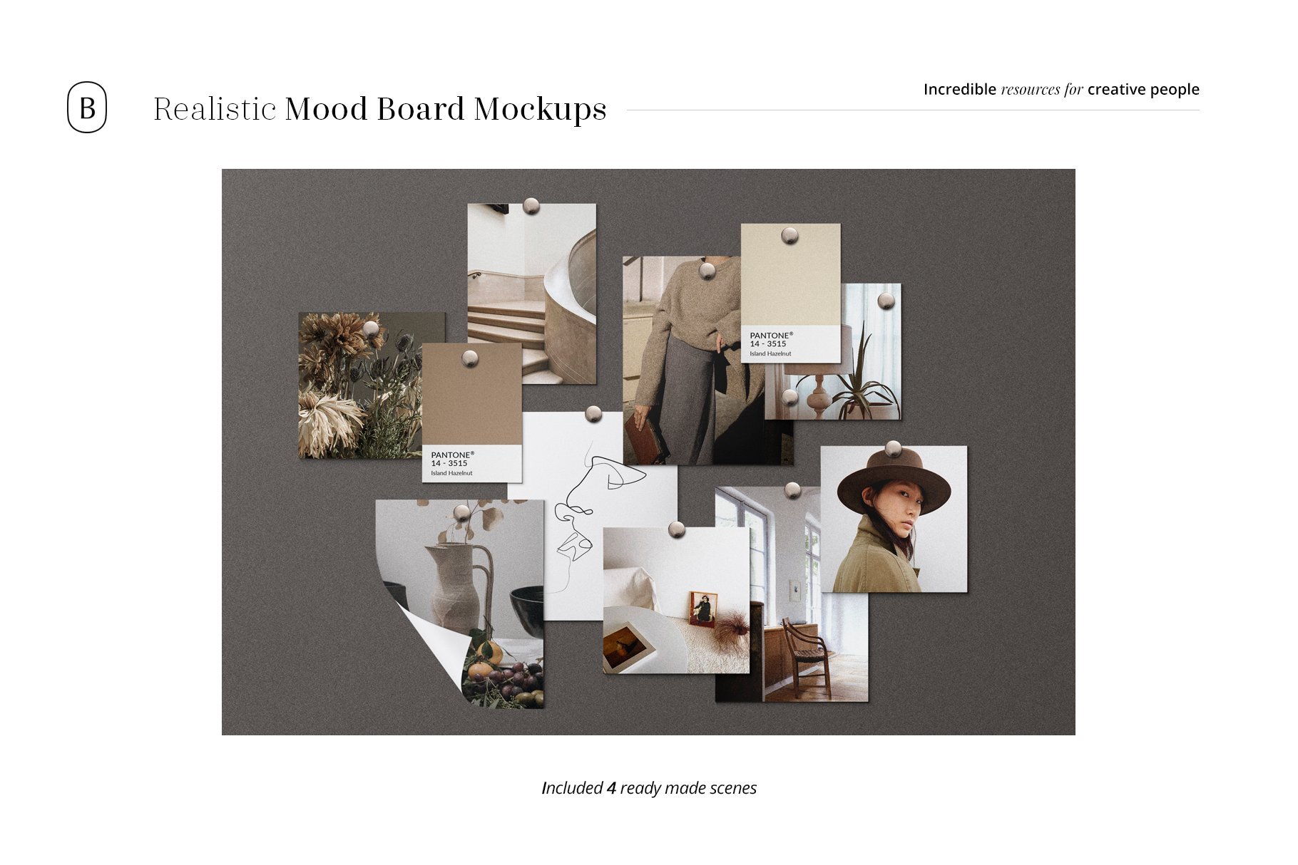 Realistic Mood Board Mockups vol.2 优质纹理照片Photoshop模板PSD -