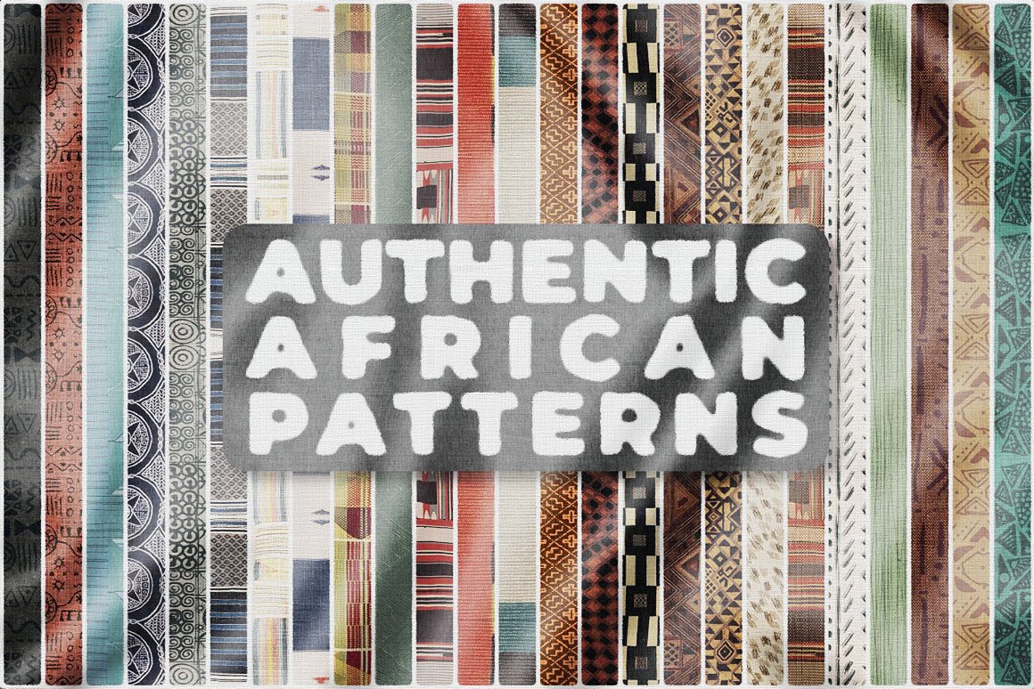 Authentic African Patterns, Symbols 纺织品和纸张背景 非洲纺织艺术品图画 -