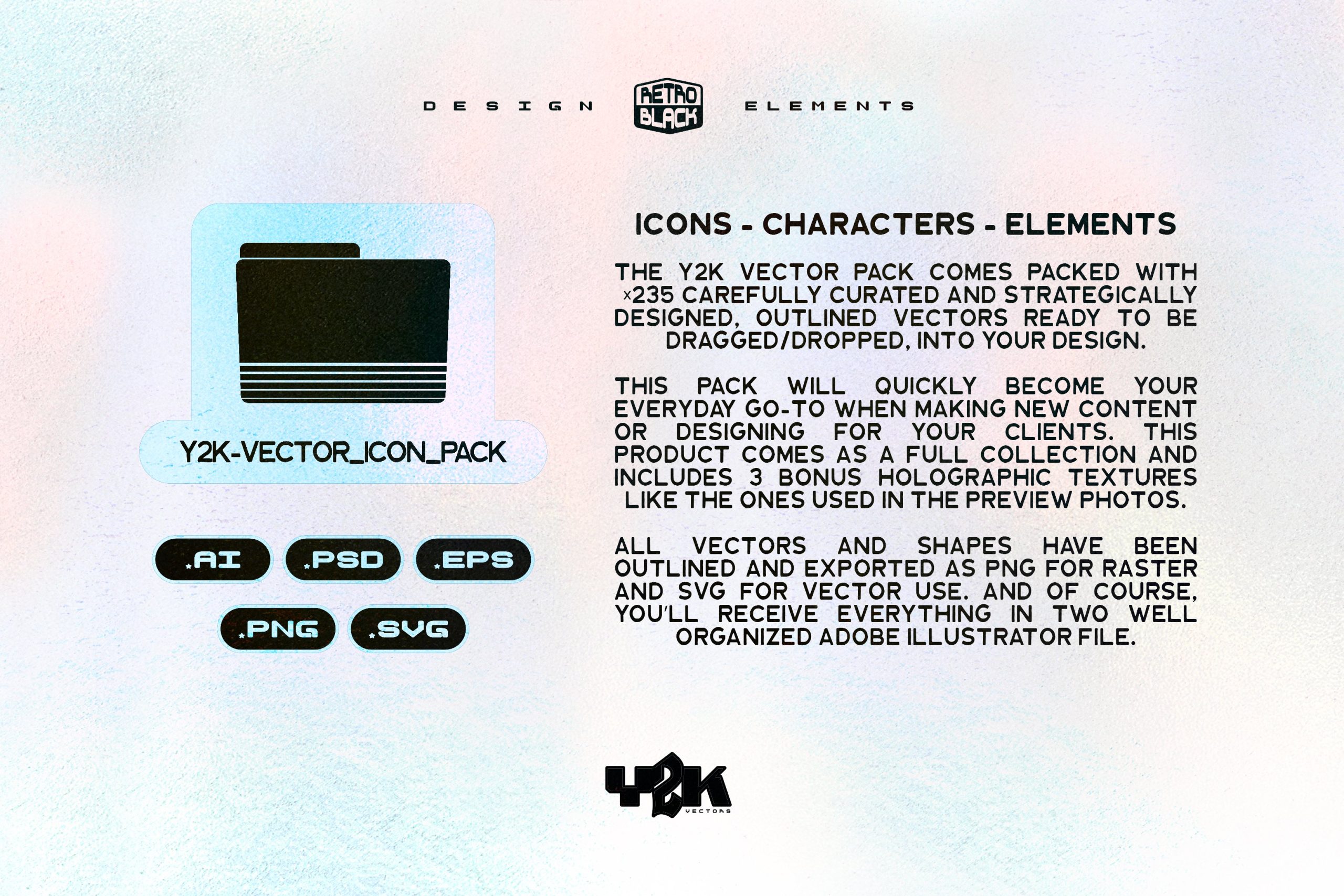 235 Y2K Shapes, Icons and Elements 235矢量抽象形状图标字符短语海报元素 -