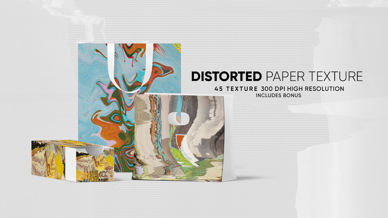 Distorted Paper Texture 高分辨率扭曲纸张时尚新潮设计背景纹理 -