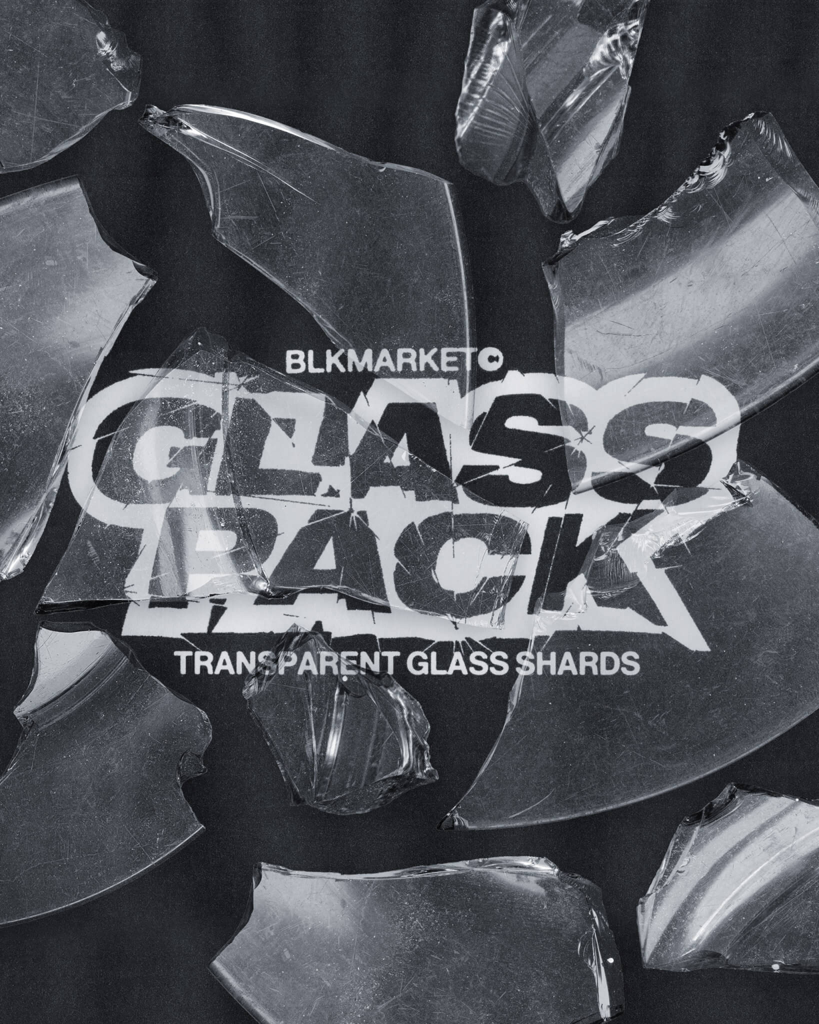 BLKMARKET - GLASS PACK 80个PNG透明高分辨率碎玻璃纹理 -