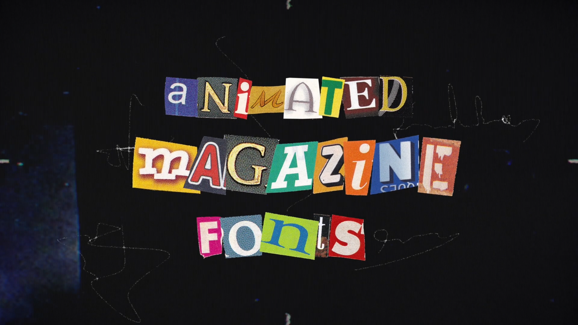 ANIMATED MAGAZINE FONTS 超135+复古字母数字拼贴元素创作杂志字体动画 4K超高清 适用 PS、PR、FCP、AE、Resolve -