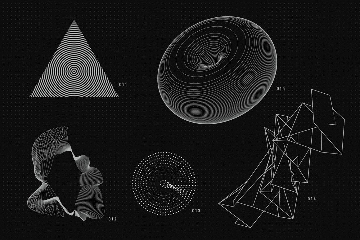 RuleByArt - 200 Vector Shapes 200个抽象PNG AI矢量形状 -