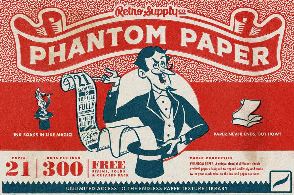 Phantom Paper for Procreate 21种高清真正无缝复古纸质纹理 -