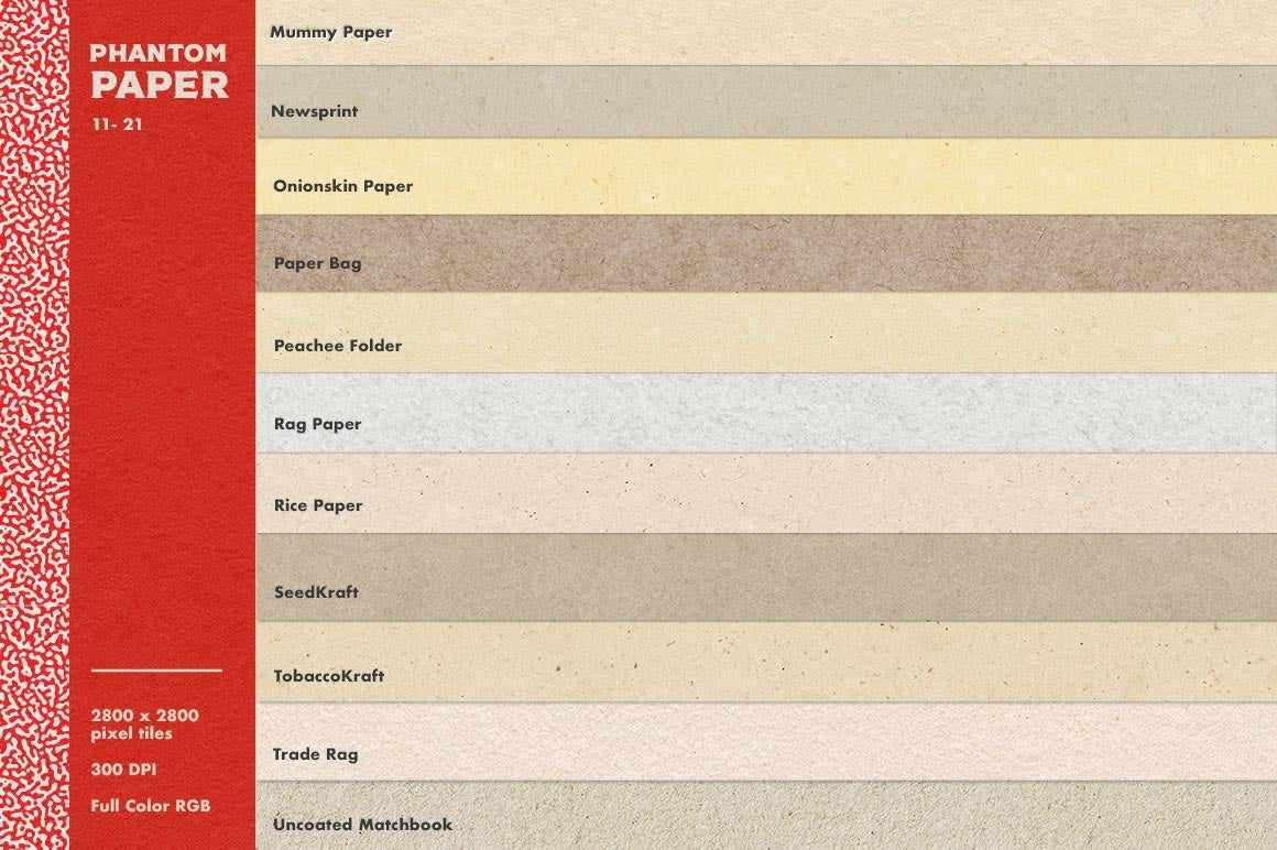 Phantom Paper for Procreate 21种高清真正无缝复古纸质纹理 -