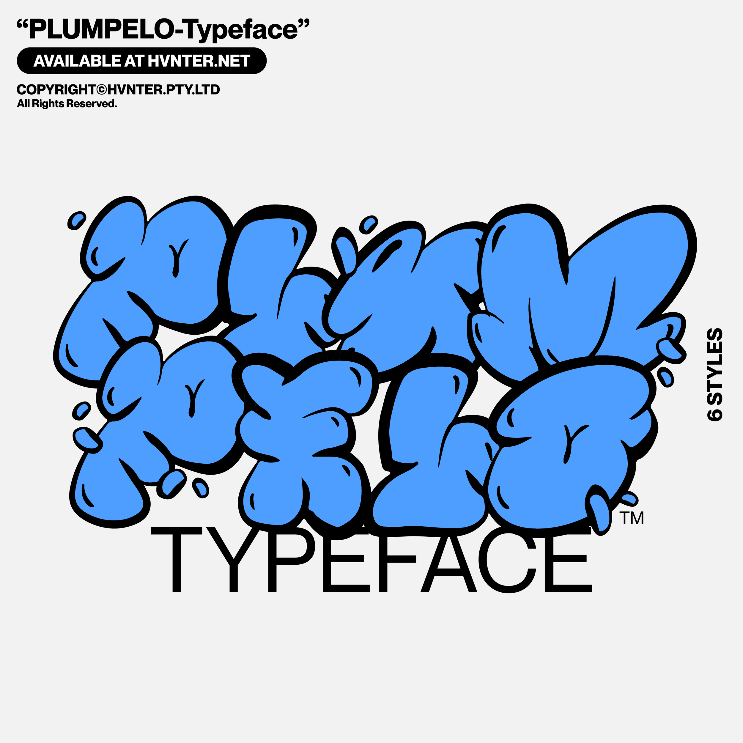 HVNTER - Plumpelo® Typeface 6种涂鸦海报气泡样式字体 -