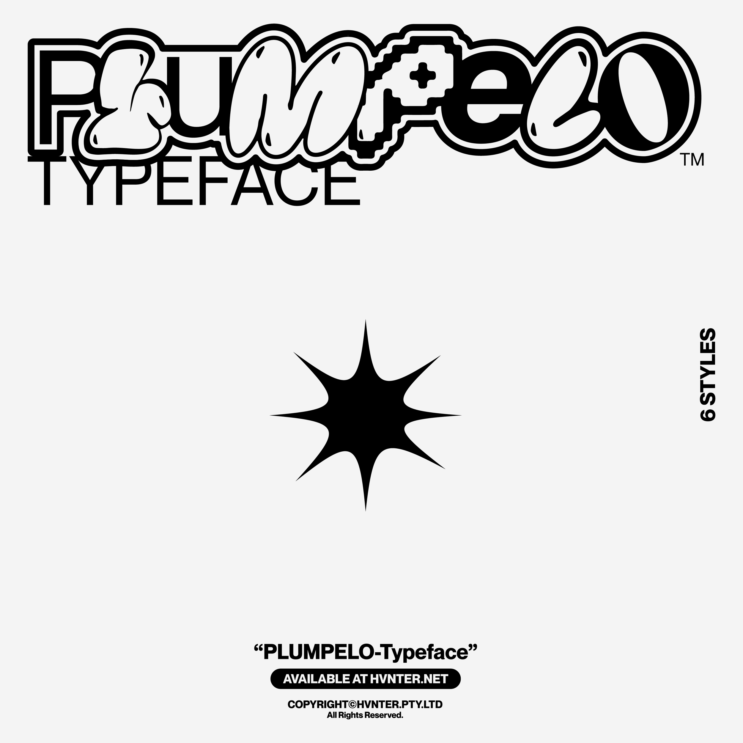 HVNTER - Plumpelo® Typeface 6种涂鸦海报气泡样式字体 -