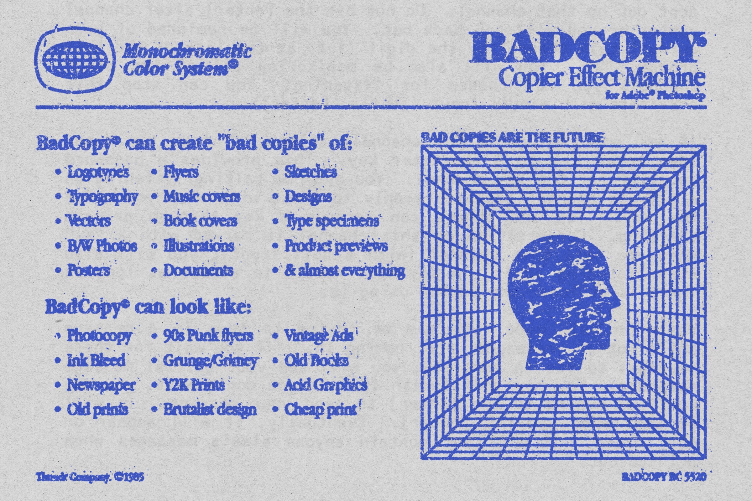 BADCOPY Copier Effect Machine 复印机效果PSD模板 垃圾摇滚野蛮主义 碳粉墨水打印纹理效果 -