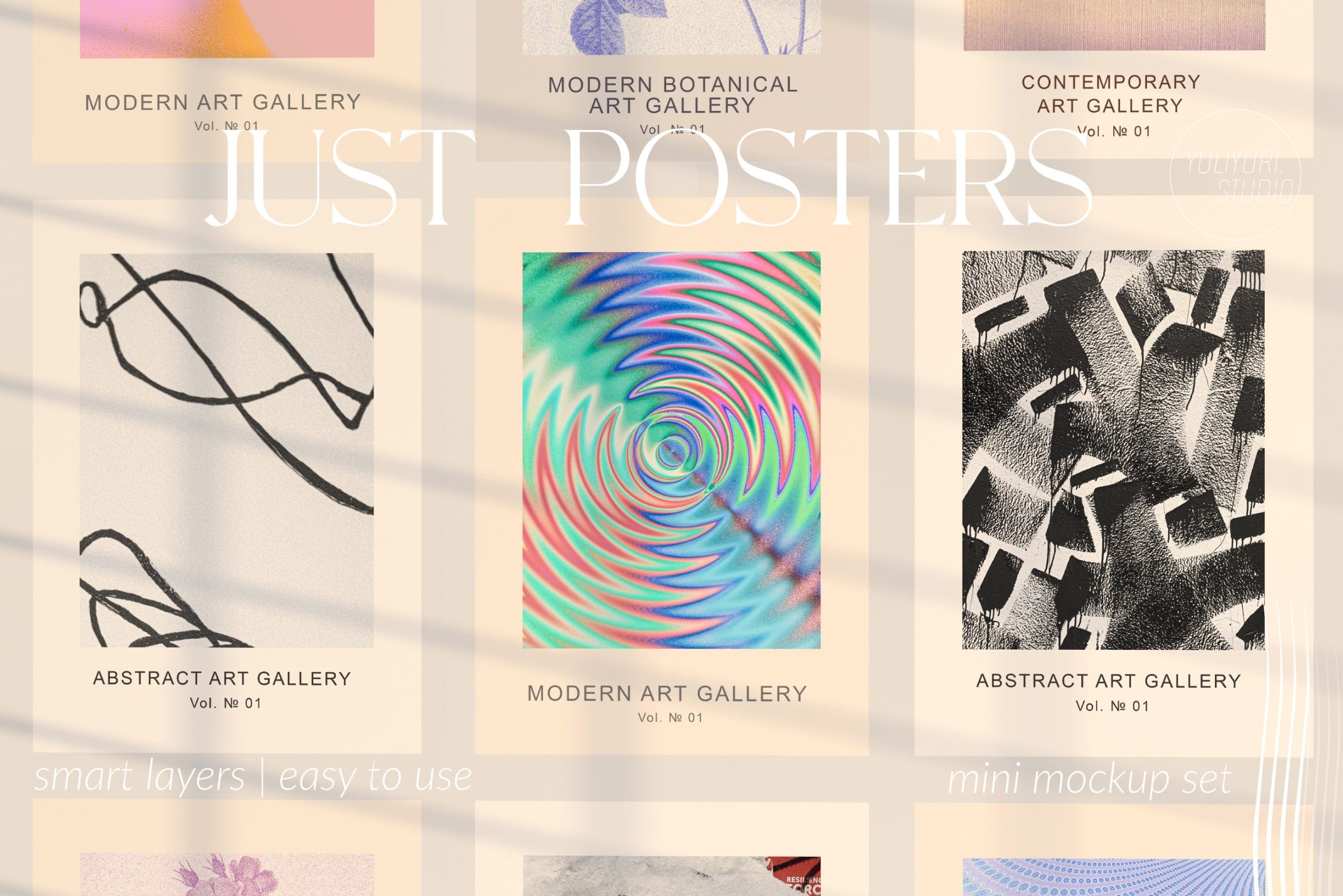 JUST POSTERS | Poster Mockup Set 时尚艺术海报场景样机PSD模板 -