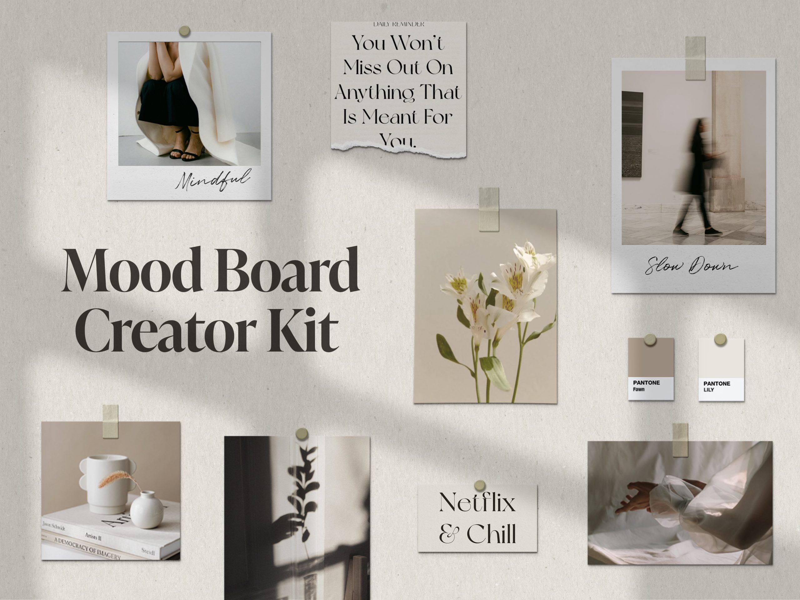 Mood Board Mockup Scene Creator 设计作品集 品牌展示 ins电影帧 拼贴画 场景模型 智能对象背景PSD模板 -