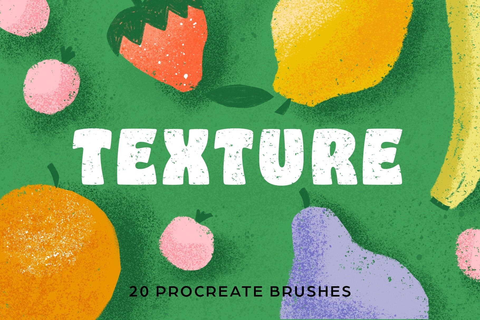 Texture Procreate Brushes 20种不同的数字插画绘图Procreate笔刷+纹理 -