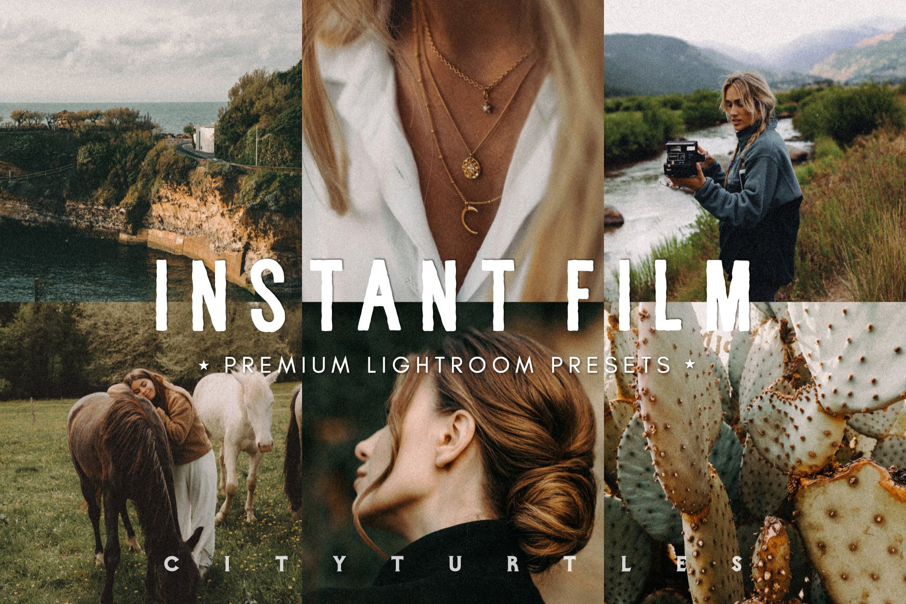 INSTANT FILM Retro Lightroom Presets 复古胶片颗粒色彩 人像、婚礼、家庭、旅行生活方式LR预设 -