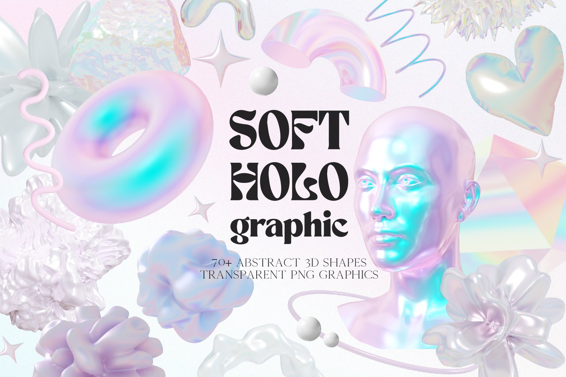 Soft Holo Iridescence 3D Shapes 全息虹彩3D形状 -