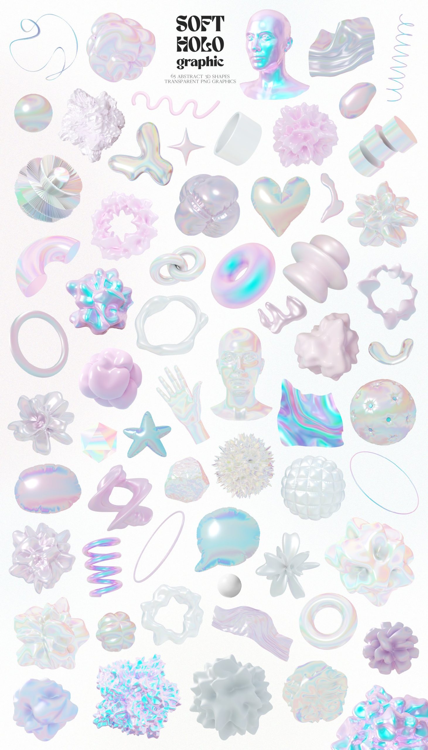 Soft Holo Iridescence 3D Shapes 全息虹彩3D形状 -