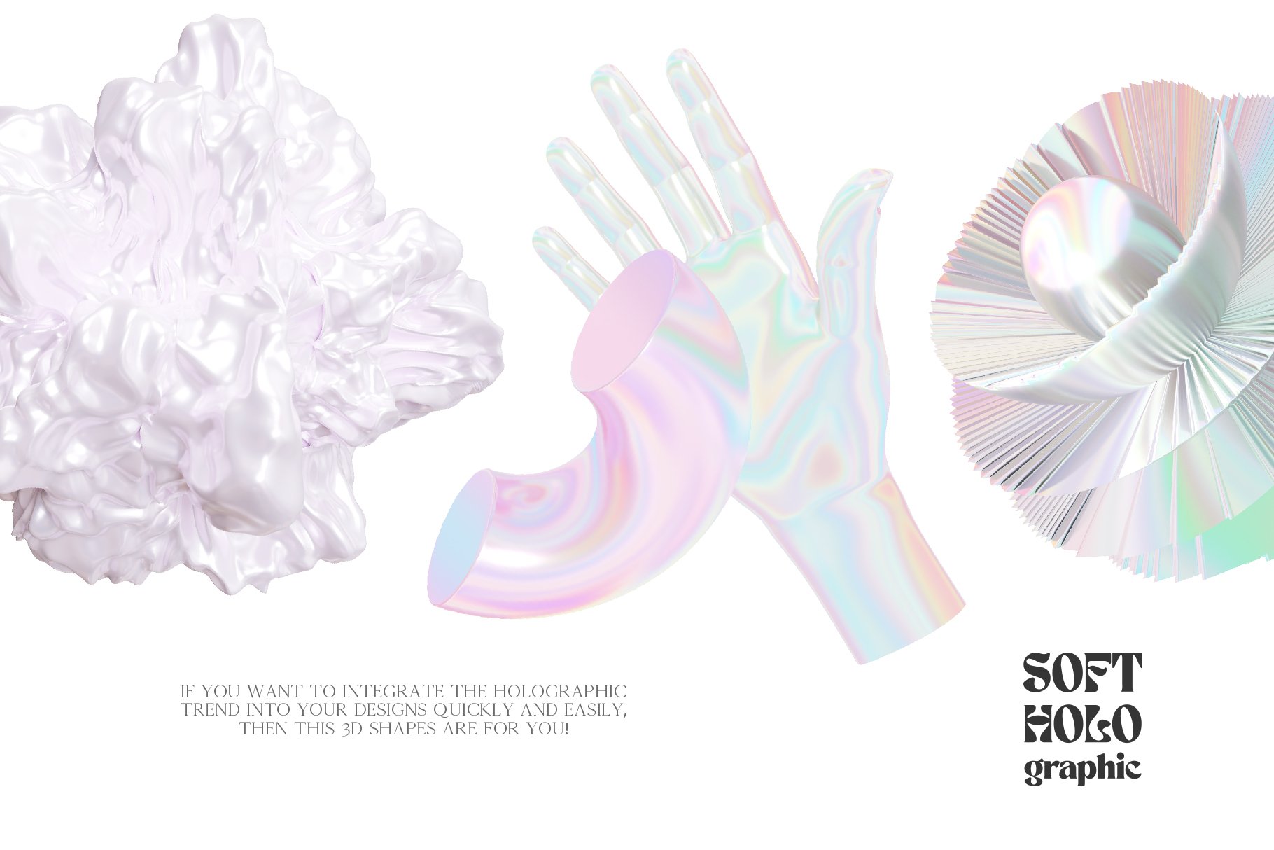 Soft Holo Iridescence 3D Shapes 全息虹彩3D形状 -