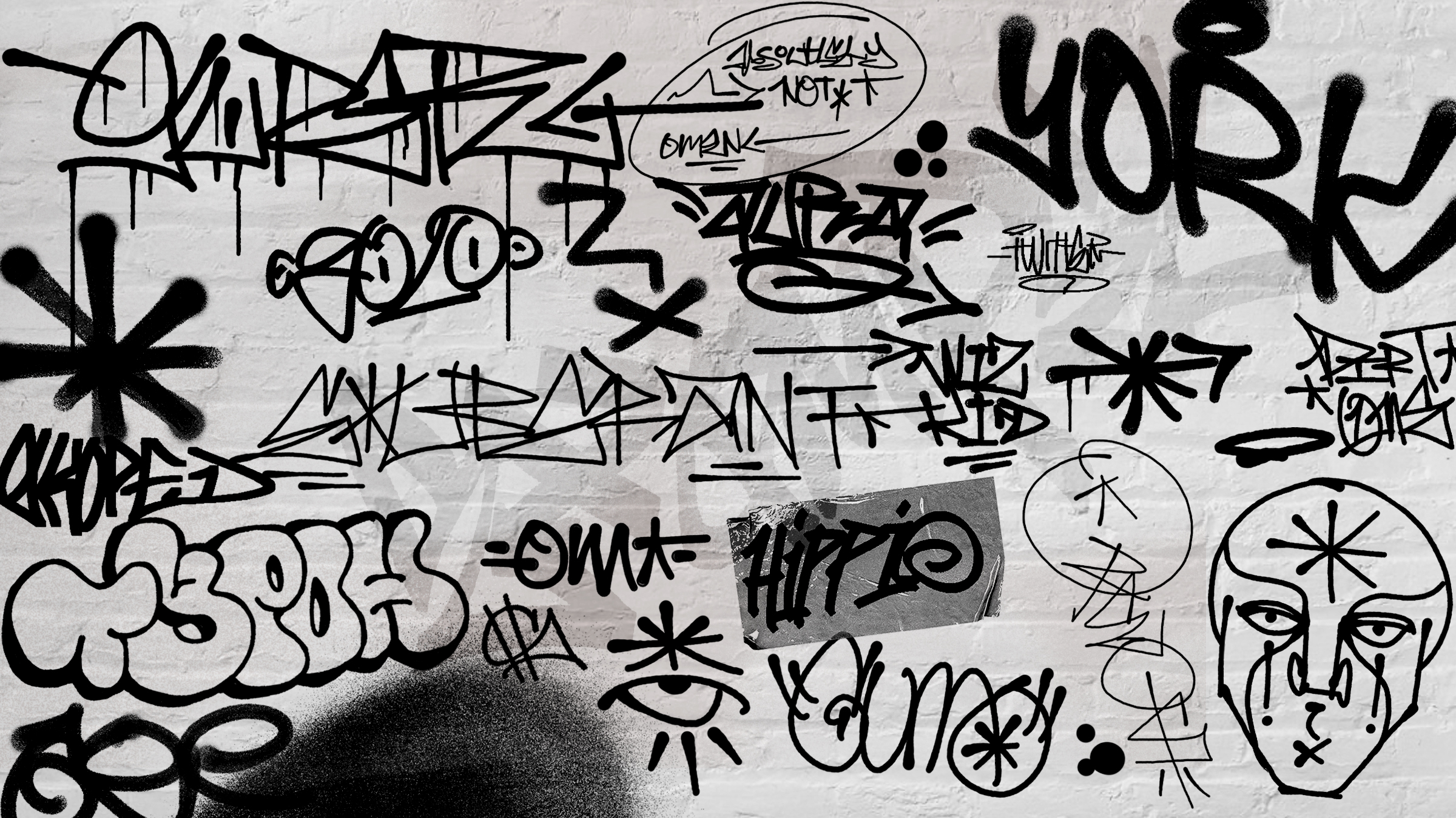 9个Photoshop手绘涂鸦美学笔刷 GRAFFITI BRUSH PACK BY THELAWOFZOR -