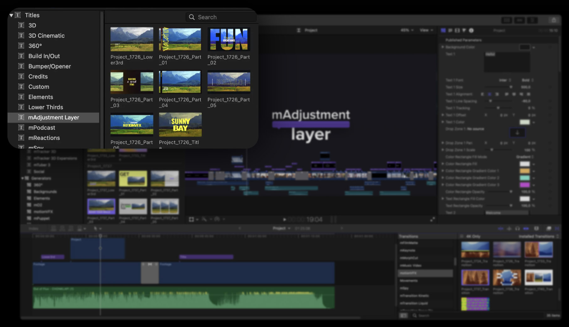 FCPX 调整图层插件 MotionVFX - mAdjustment Layer -