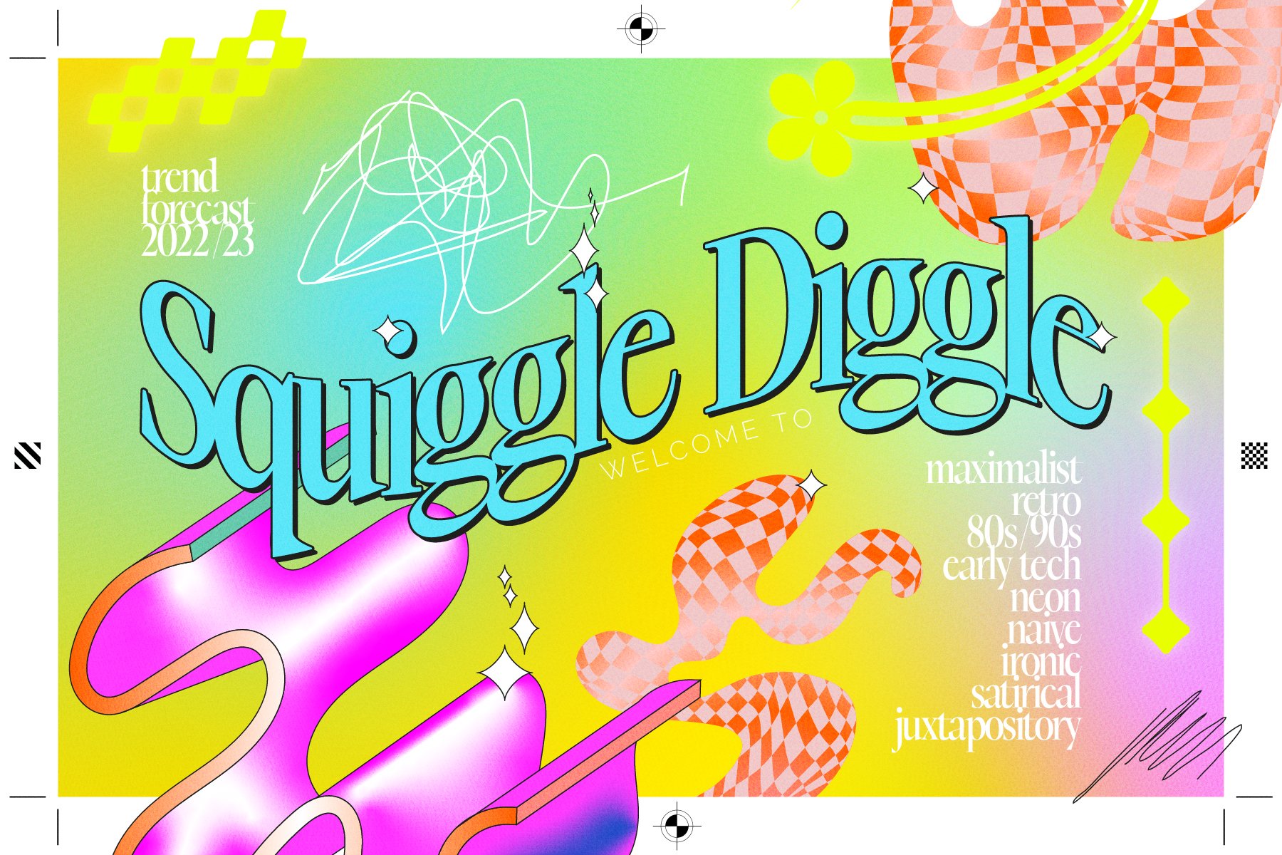 Postmodern Squiggle 2 Vector Clipart 复古后现代波浪形 PART2 PNG、AI矢量图抽象形状剪贴画 (波浪形、3D 形状、发光图形、涂鸦等!) -