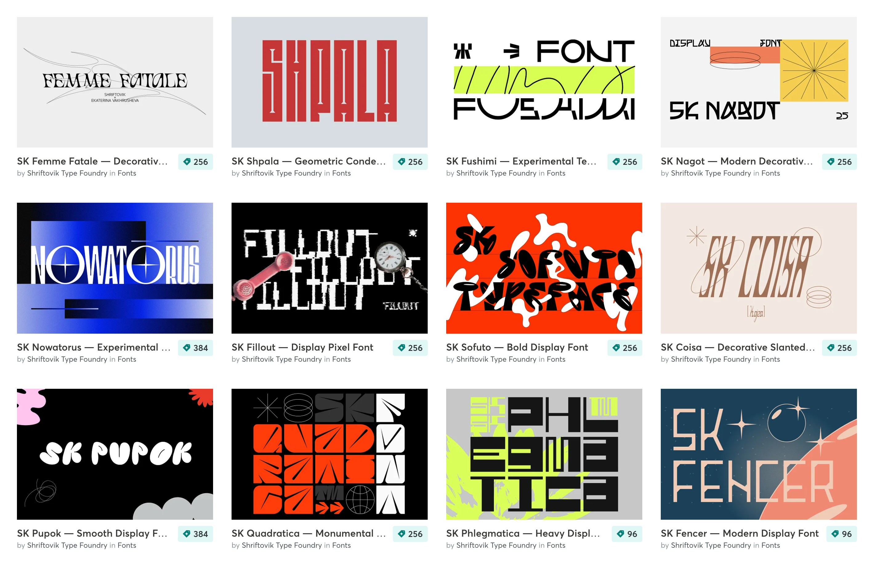 Shriftovik 字体厂商 16种字体集合包 Complete SK Font Collection -
