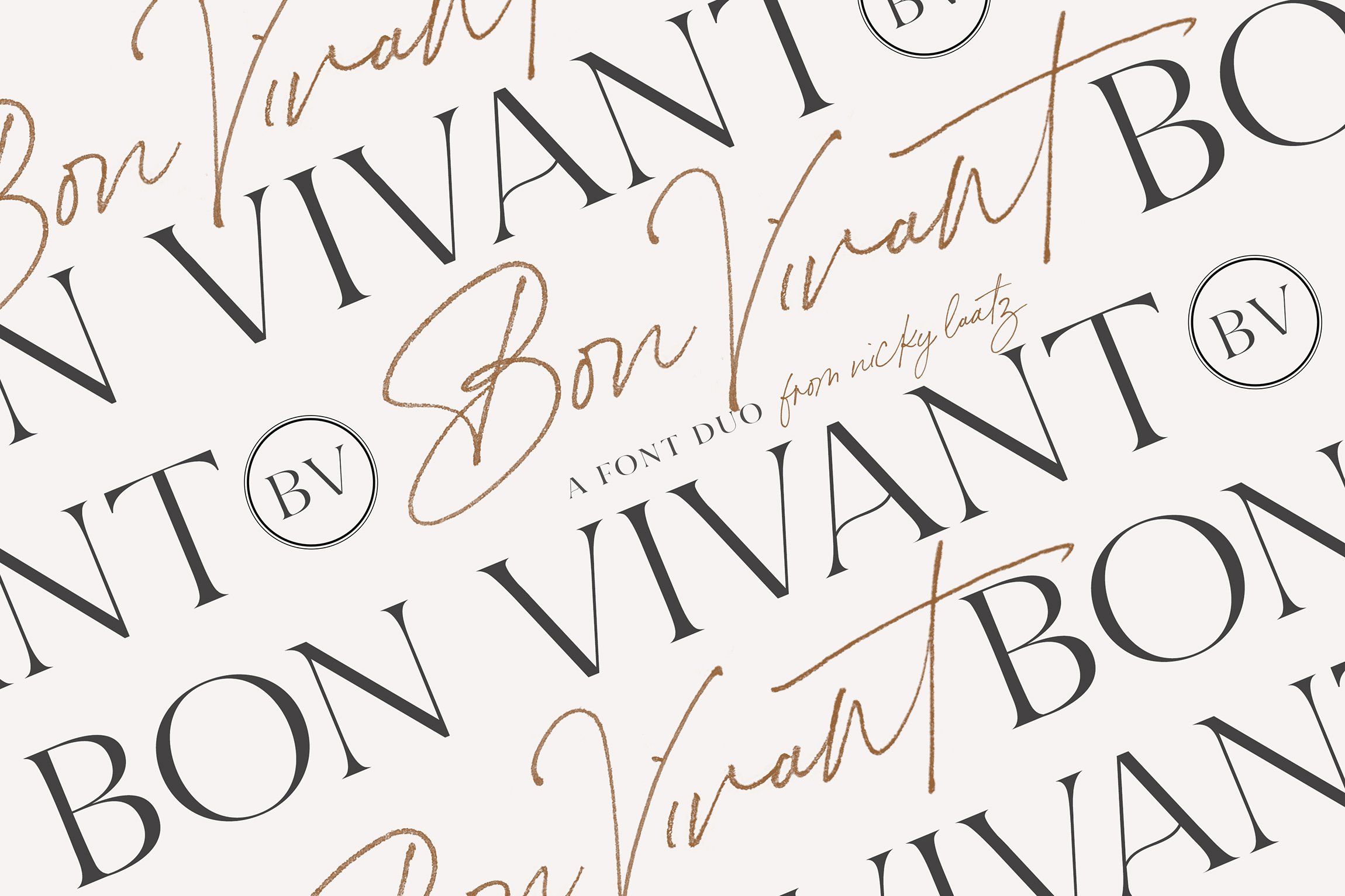 Bon Vivant Collection 时尚生活奢侈品常规衬线和粗体衬线+自然手写字体 -