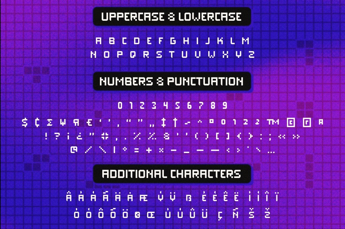 80年90年代 Y2k 俄罗斯方块启发复古大胆有趣俏皮字体 TETRA 84 80s font typeface tetris -