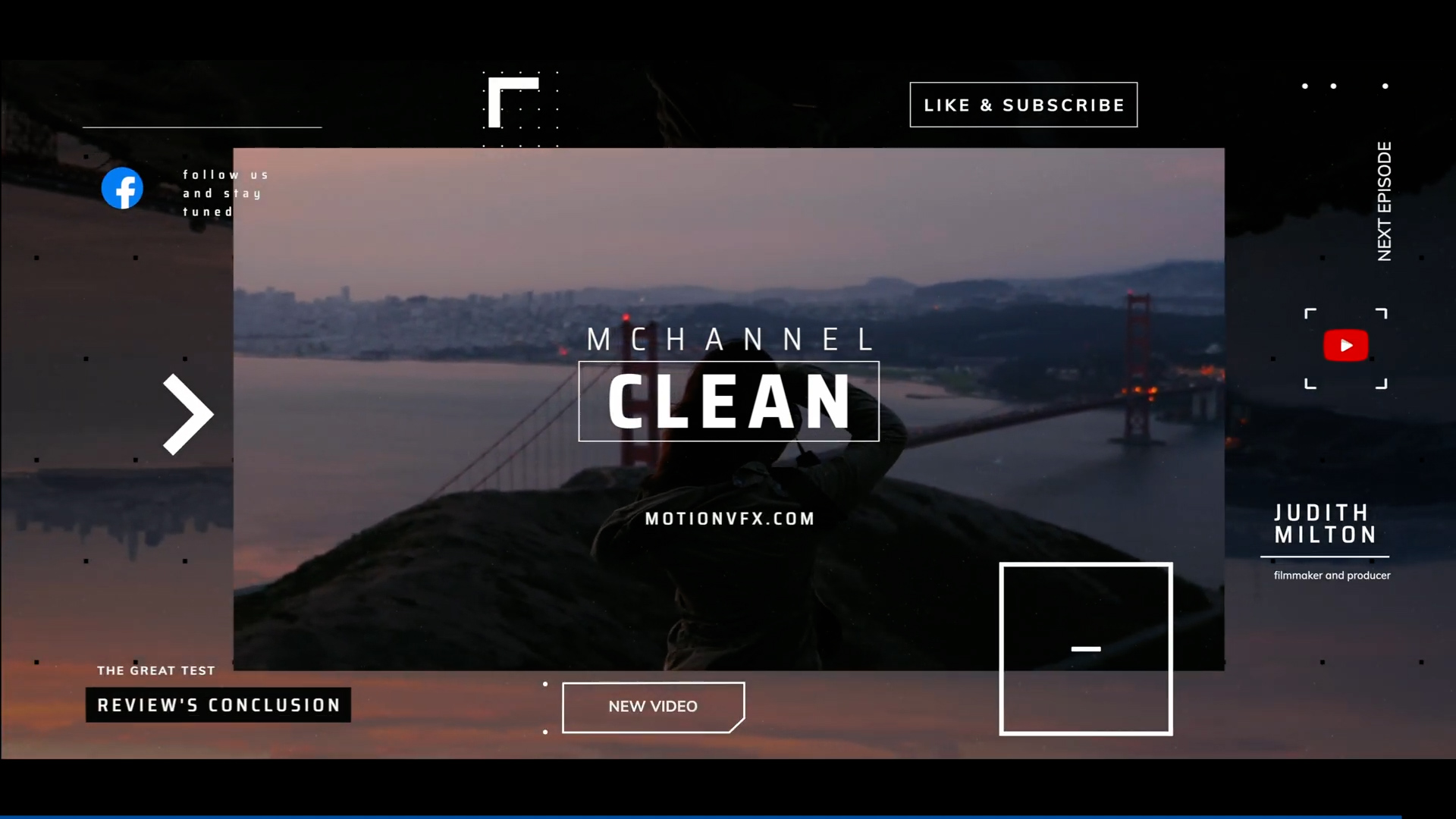 MotionVFX – mChannel Clean 55个现代文体学 频道装饰设计 动画图形包 FCPX标题插件 -