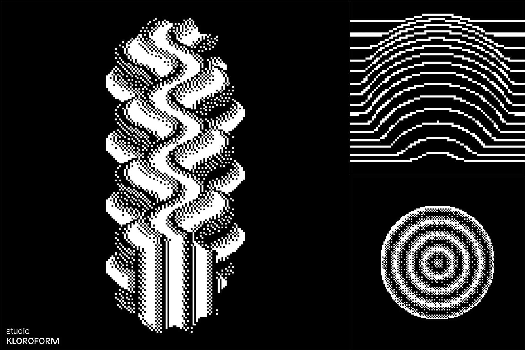 Dither 2 一组 130个复古时尚像素海报设计产品印刷矢量PNG图形元素 -