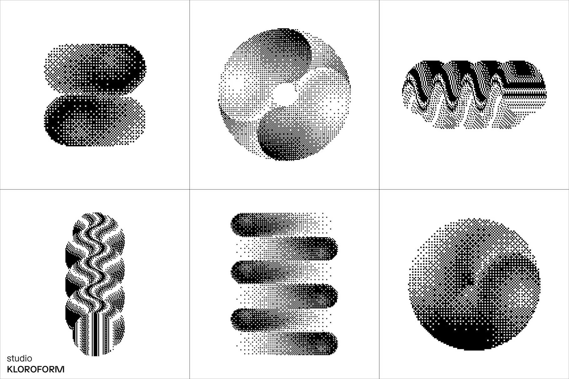 Dither 2 一组 130个复古时尚像素海报设计产品印刷矢量PNG图形元素 -